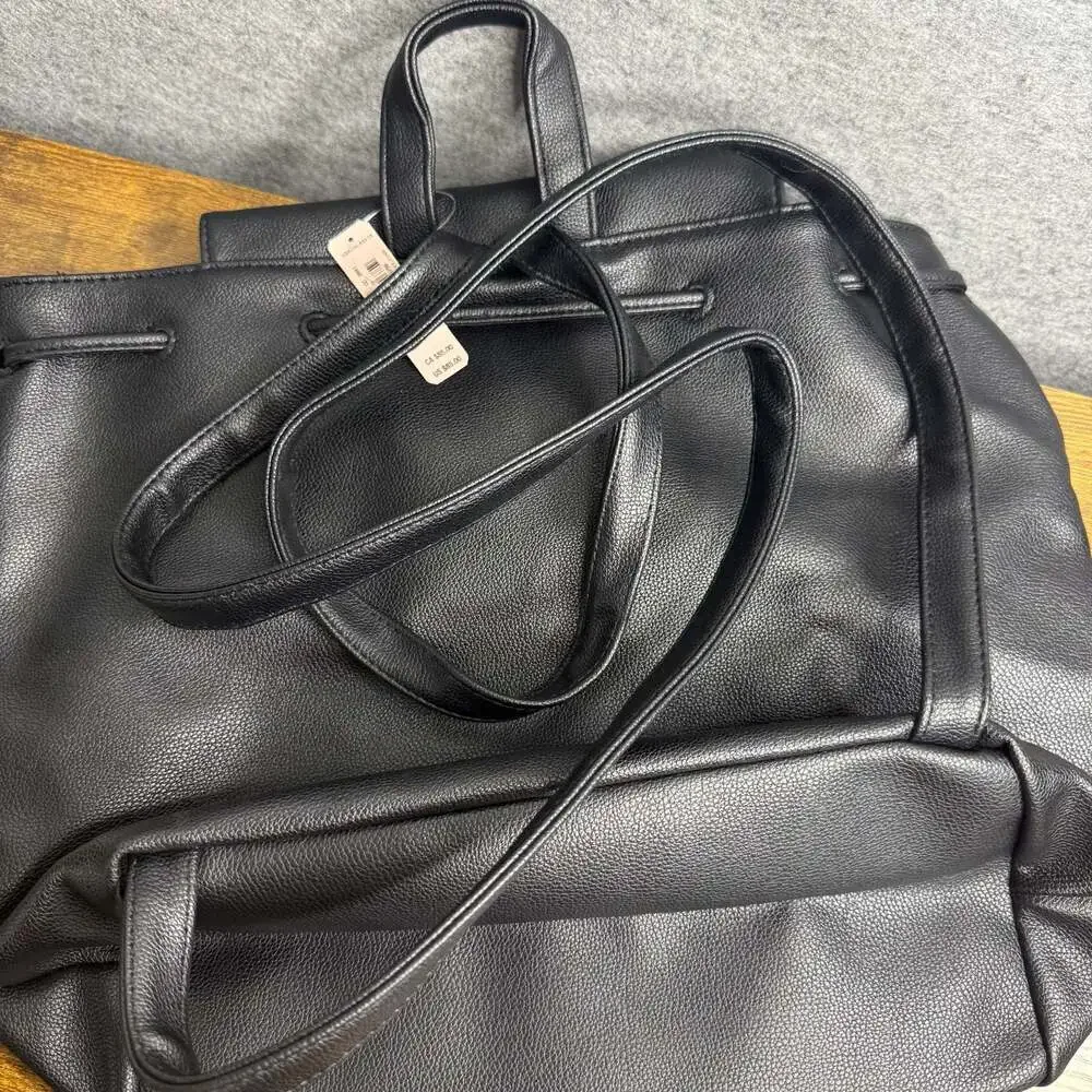 Victoria's Secret Black Pebbled Faux Leather Backpack